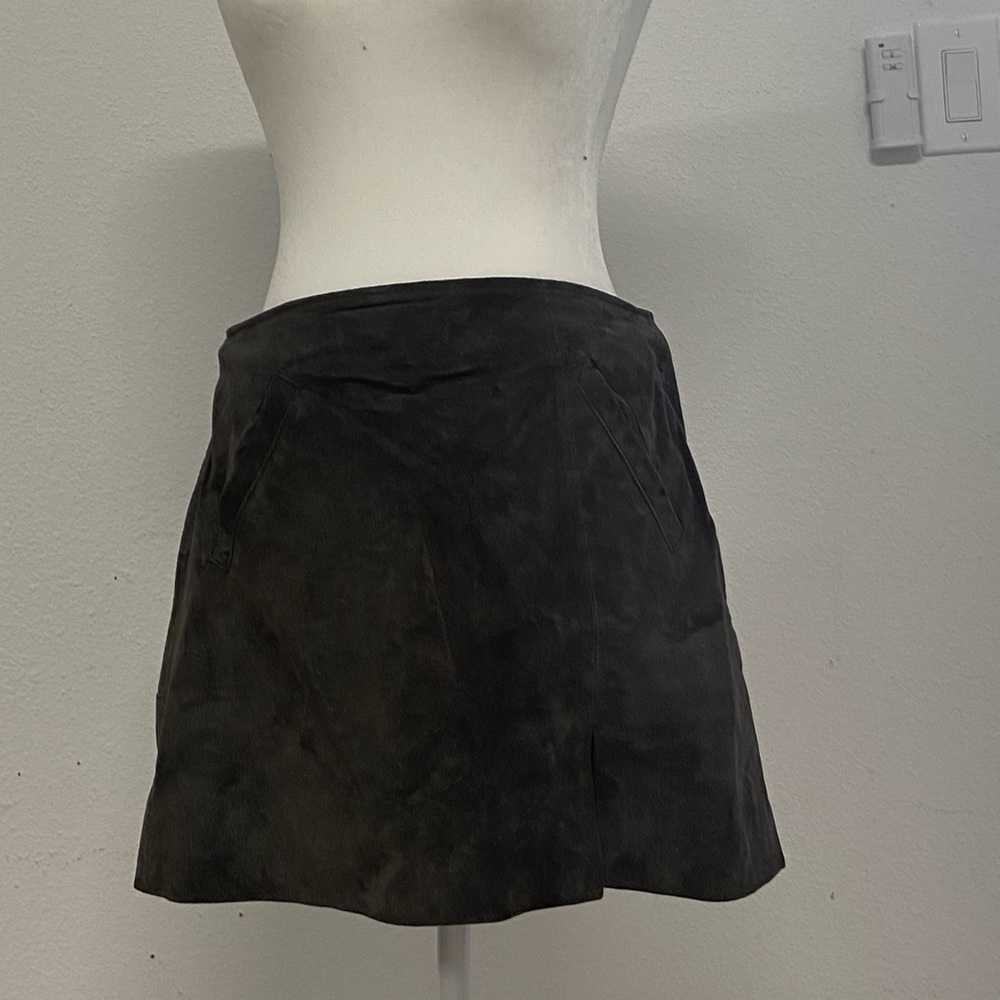 Suede dark grey almost brown or black skirt